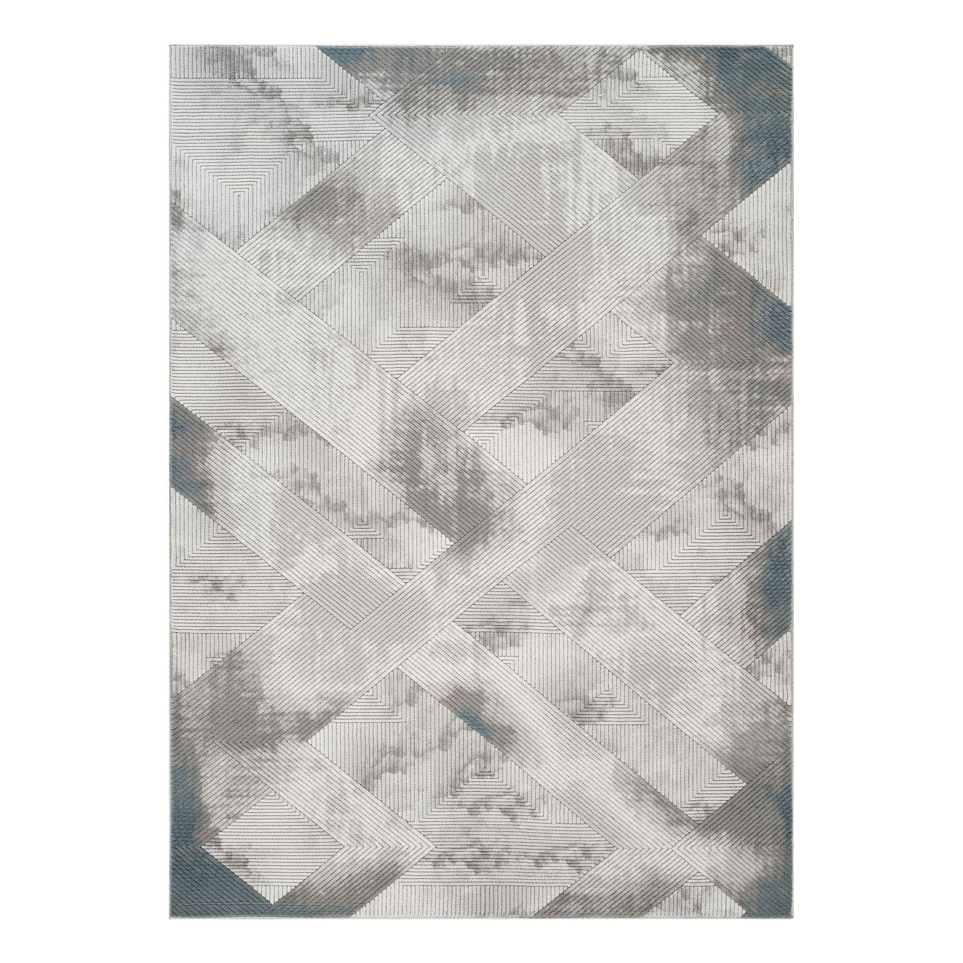 Geometrix - 5'3" X 7'3" Area Rug With Geometric 3D Effect - Ivory / Gray