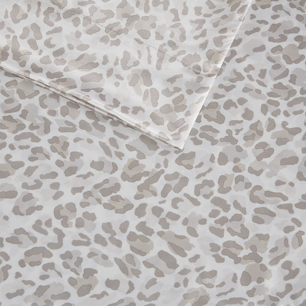 Satin - Luxury 2 Piece Queen Pillowcases - Taupe Leopard