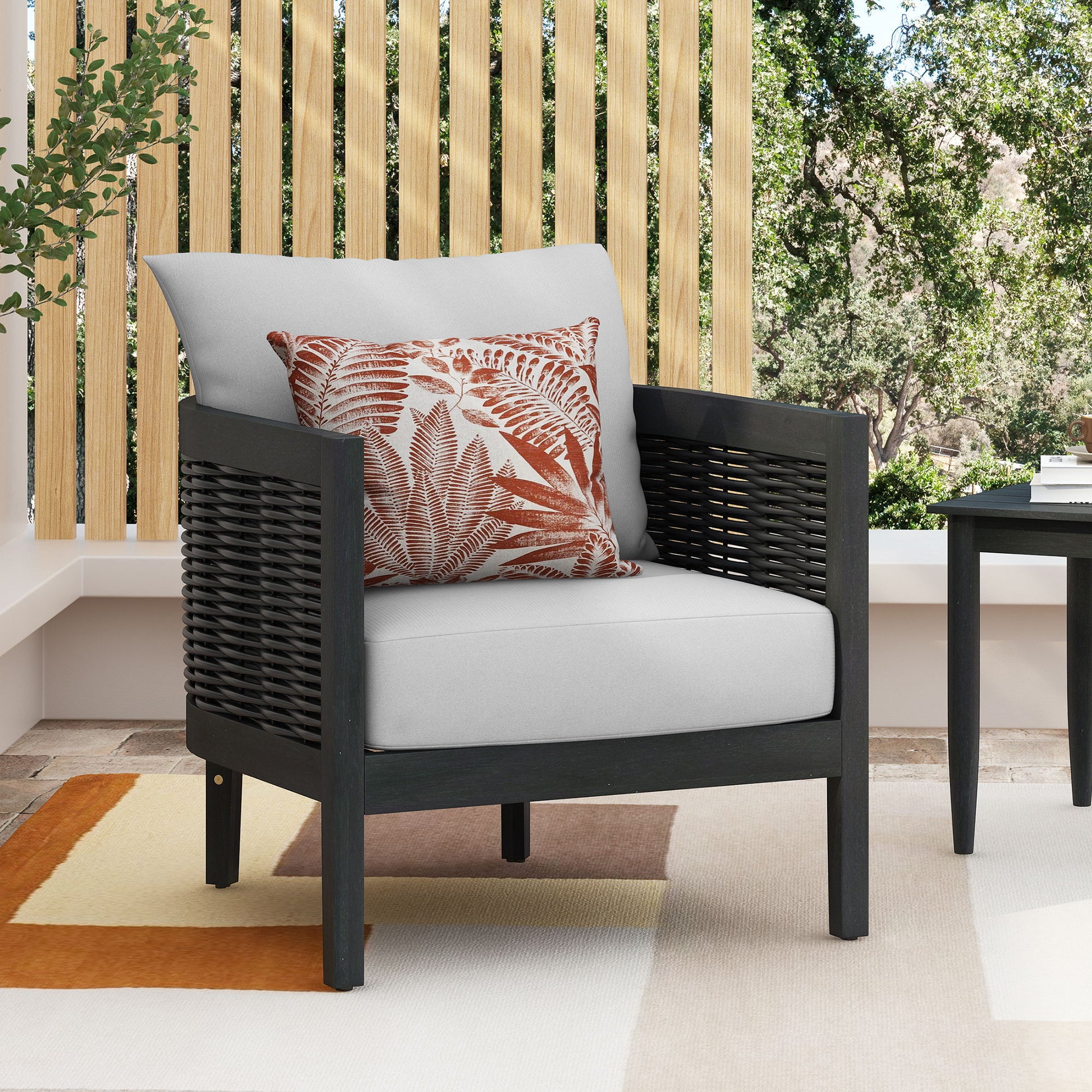 Outdoor Acacia Wood Club Chairs With Cushions