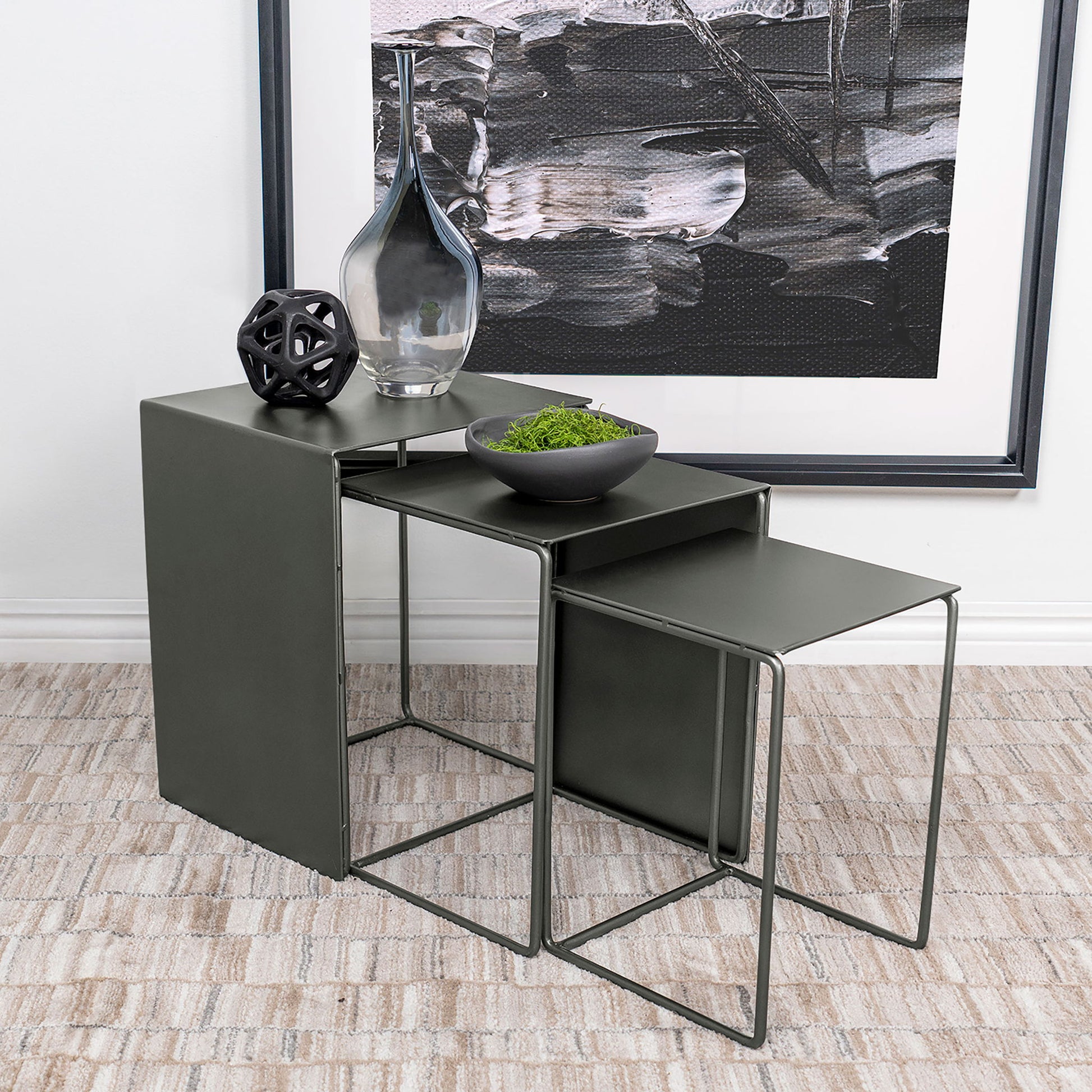 Vestal - 3 Piece Rectangular Nesting Table Set - Gray