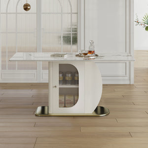 Dining Table For 4 - 6 People, Storage Shelf - White