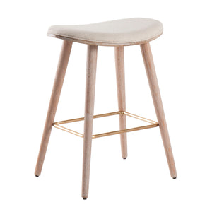 Saddle - Contemporary Counter Stool (Set of 2) - White Washed / Cream