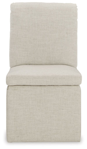 Krystanza - 9 Pc. - Dining Room Table, 8 Oatmeal Side Chairs - Weathered Gray