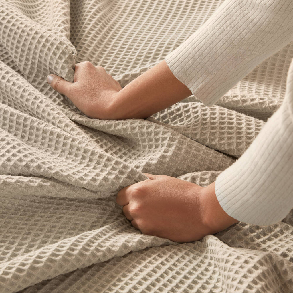 Waffle Weave - King Cotton Blanket - Khaki