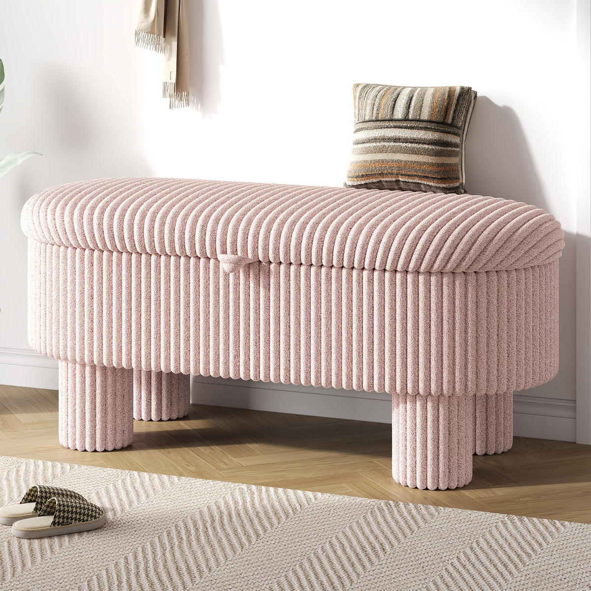 Storage Ottoman Upholstered Bench With Lift Top Storage For Bedroom