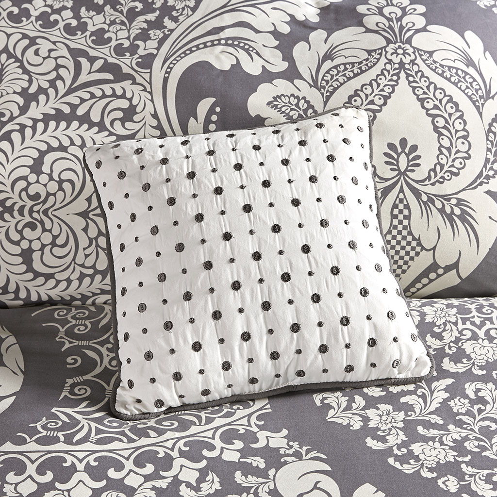 Vienna - King 7 Piece Printed Comforter Set - Gray