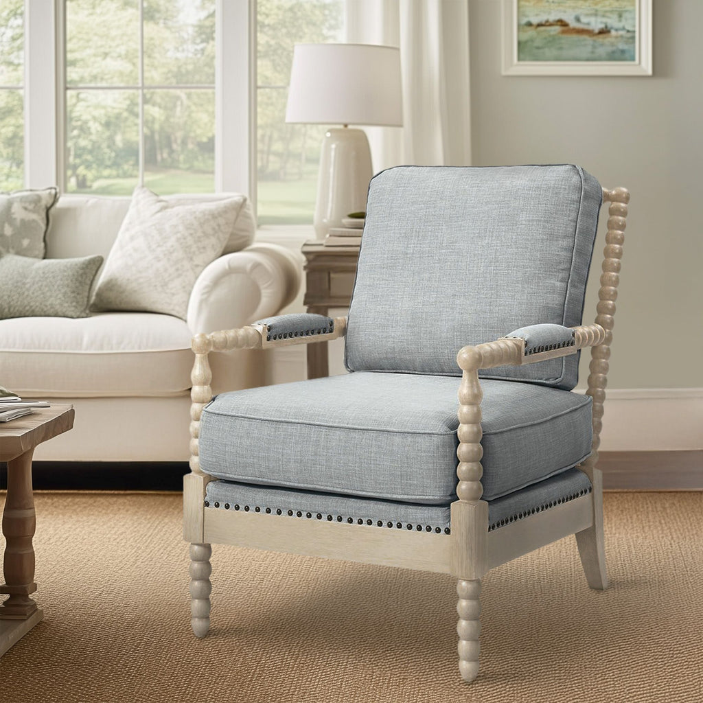 Donohue - Accent Arm Chair - Light Blue / Antique Cream