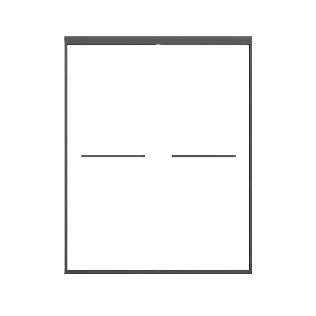 Double Sliding Shower Door, Semi-Frameless Bypass Bathroom Sliding Door With 1/4" (6 Mm) Tempered Glass For Walk-In Shower