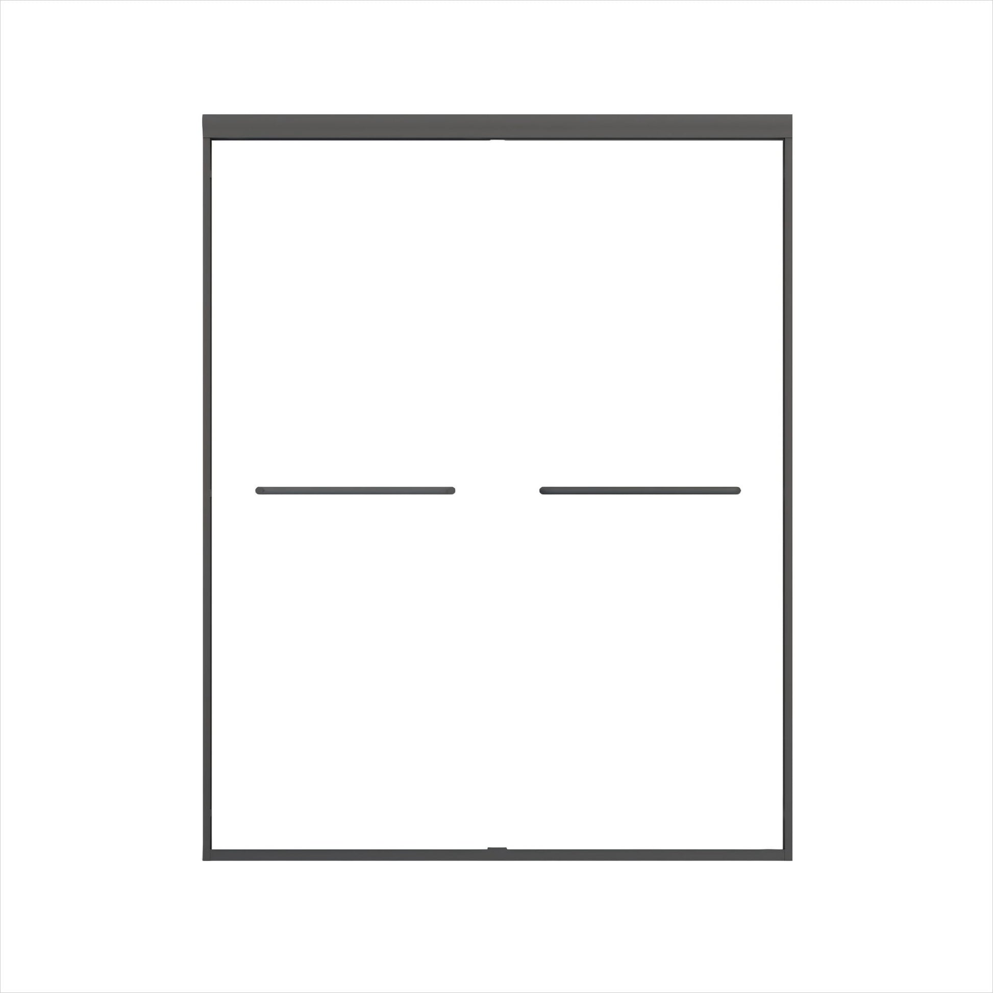 Double Sliding Shower Door, Semi-Frameless Bypass Bathroom Sliding Door With 1/4" (6 Mm) Tempered Glass For Walk-In Shower