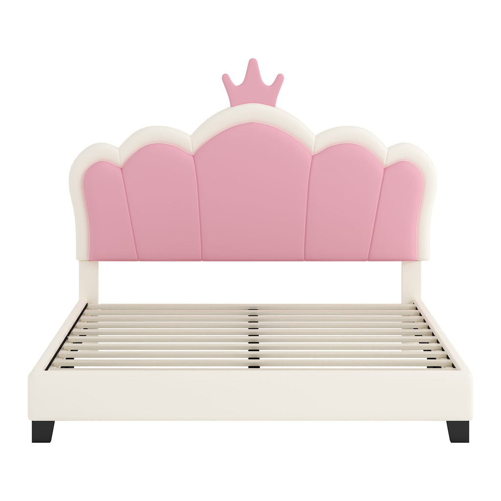 Upholstered Princess Platform Bed With Crown Headboard