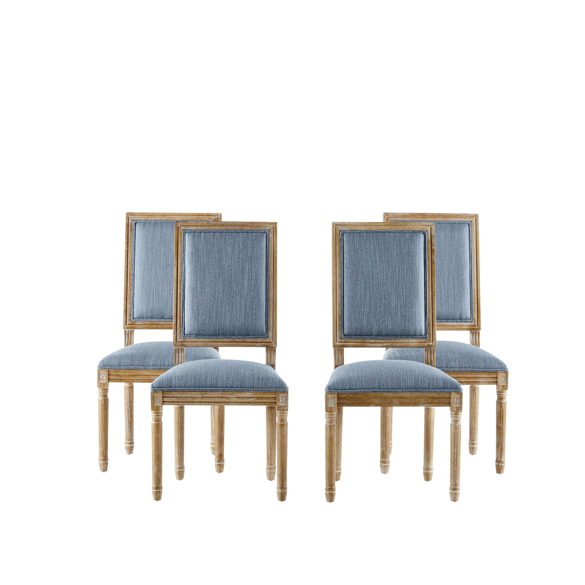 French Country Style Dining Chair With Upholstered Seating And Fluted Legs