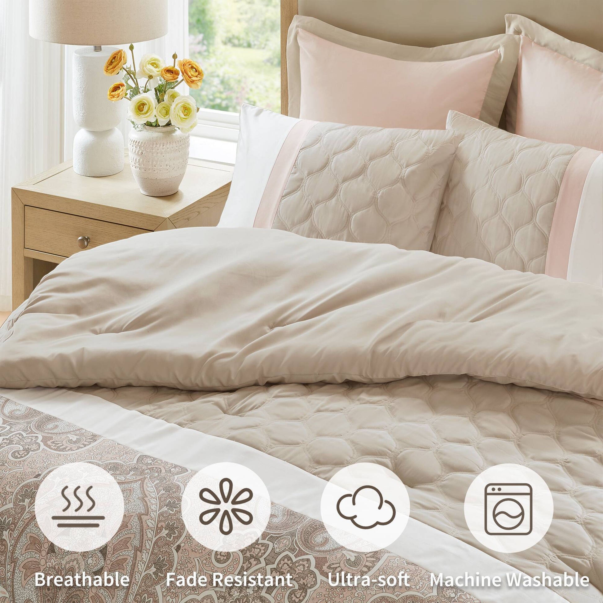 Shawnee - King 8 Piece Comforter Set - Blush