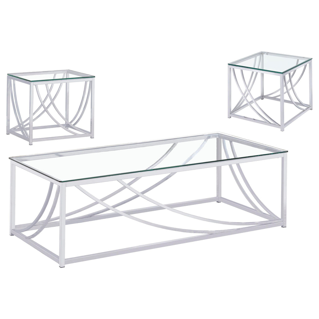 Kempton - 3 Piece Coffee And End Table Set - Chrome