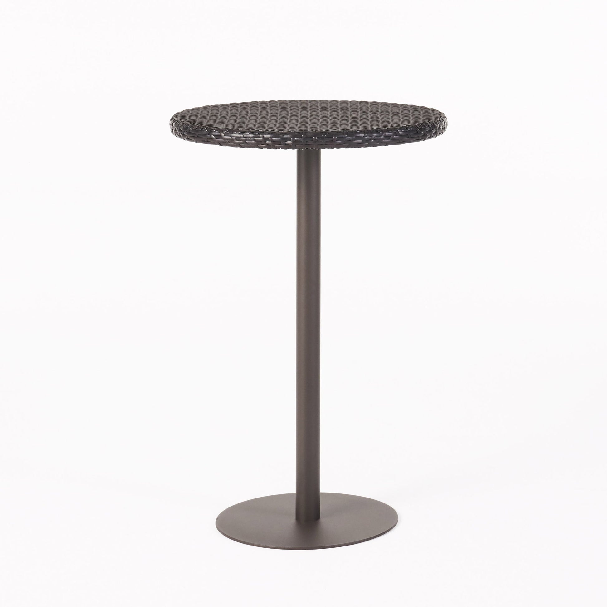 Outdoor Round Rattan Bar Table With Iron Frame - Multi Brown
