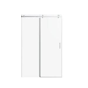 Frameless Single Sliding Shower Doors, 5 / 16" Sgcc Tempered Glass, Reversible - Brushed Nickel