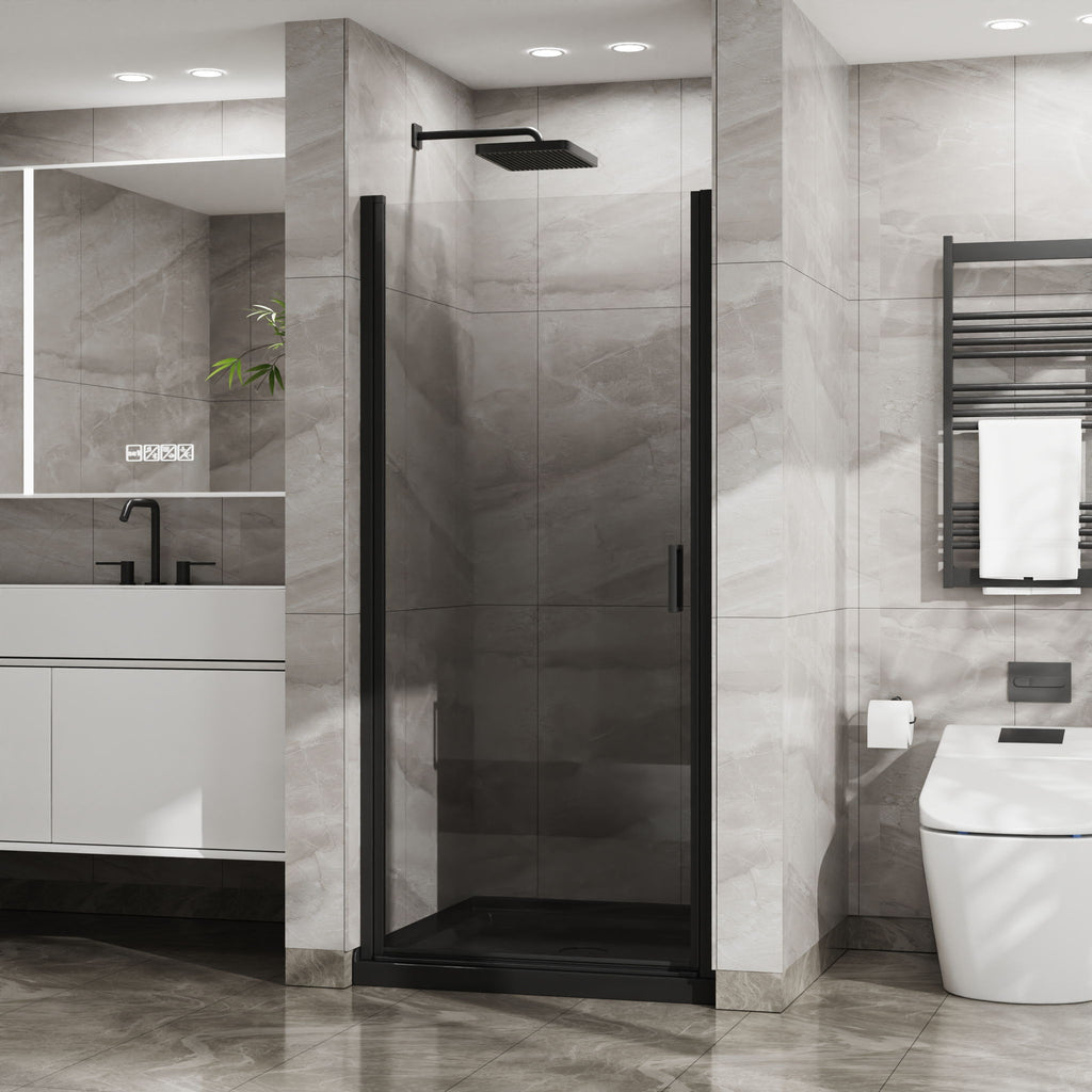 Pivot Shower Door, Tempered Glass, Semi Frameless