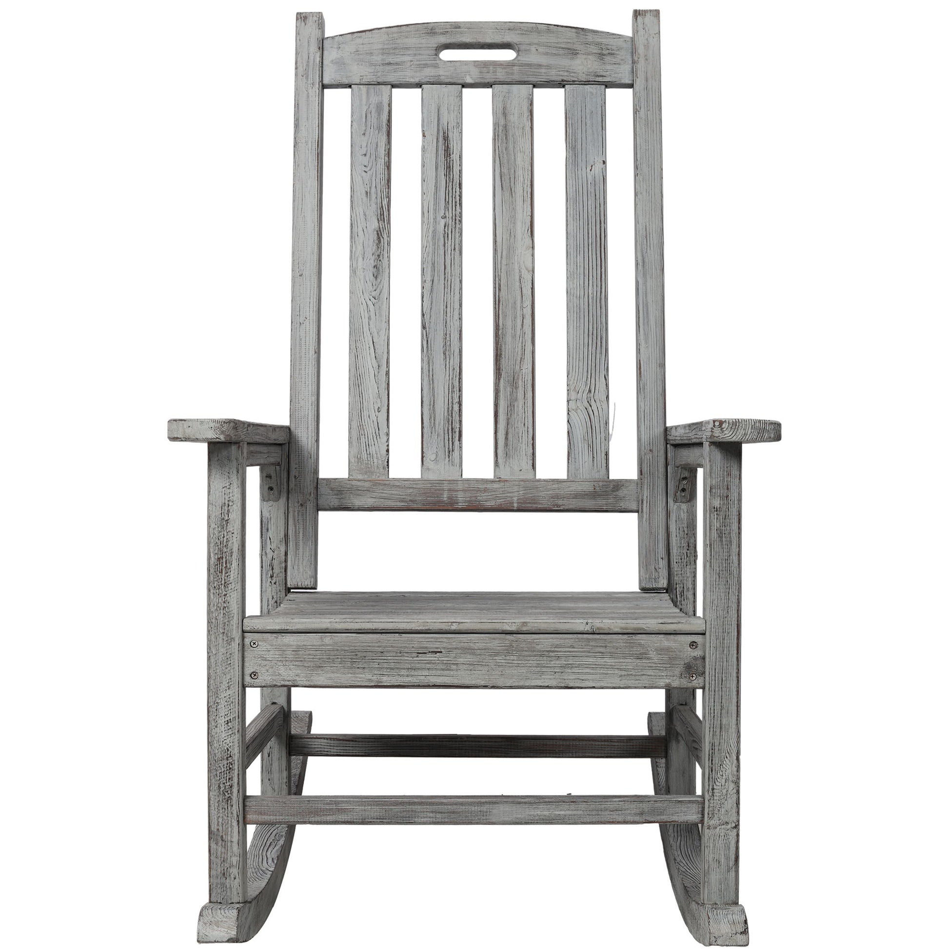 Oversized Porch Rocker Chair With Wide Seat And Tall Backrest