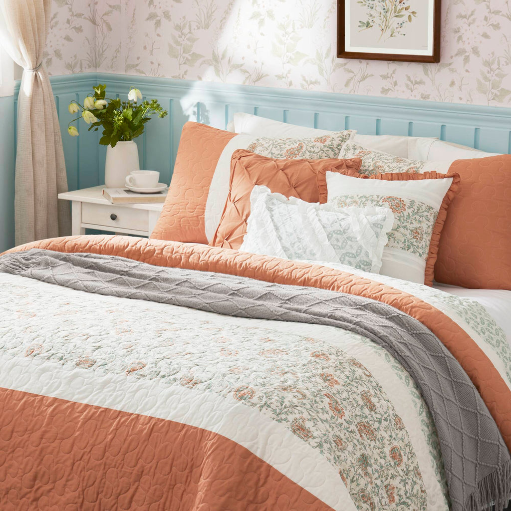 Dawn - 6 Piece Reversible Coverlet Set - Coral
