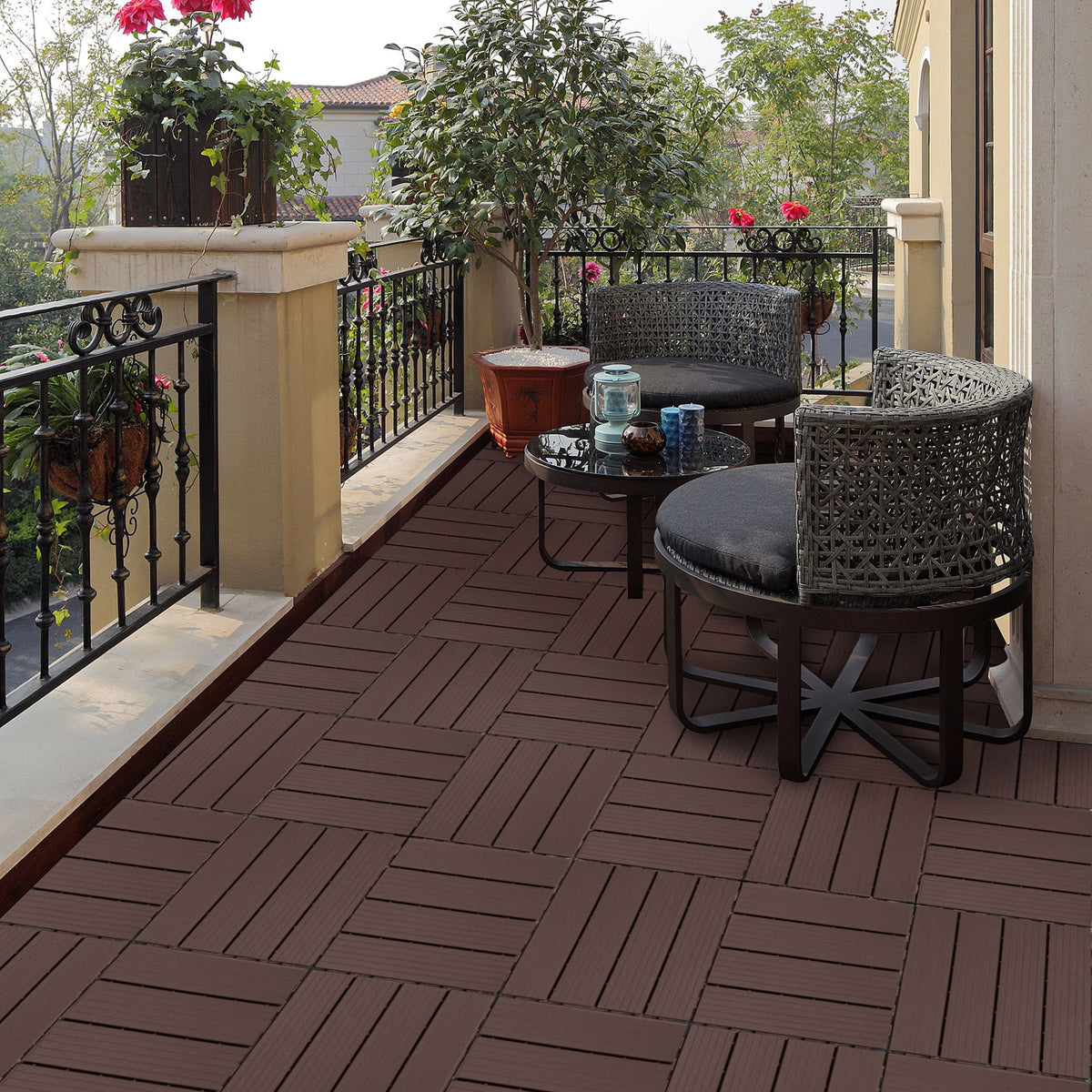 Plastic Interlocking Deck Tiles, Waterproof All Weather Use