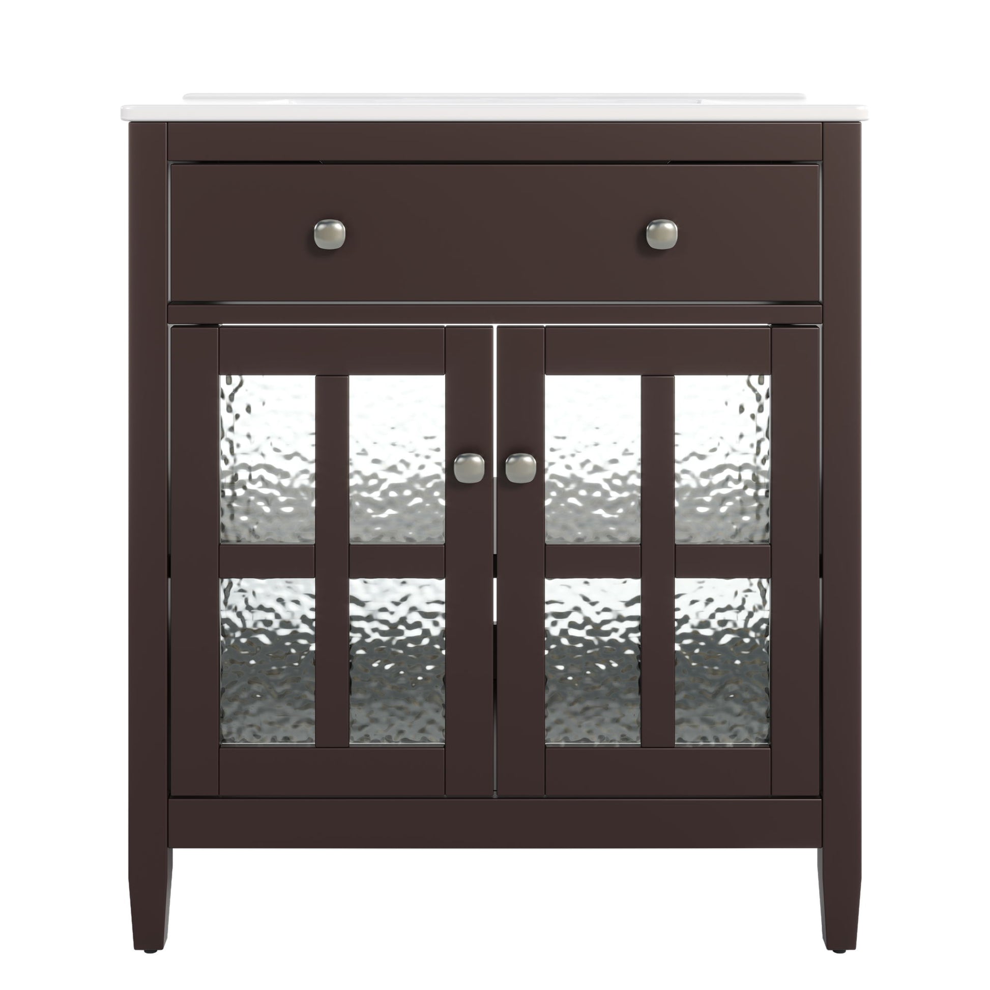 Bathroom Vanity With Ceramic Sink, Adjustable Shelf & Tip Out Tray