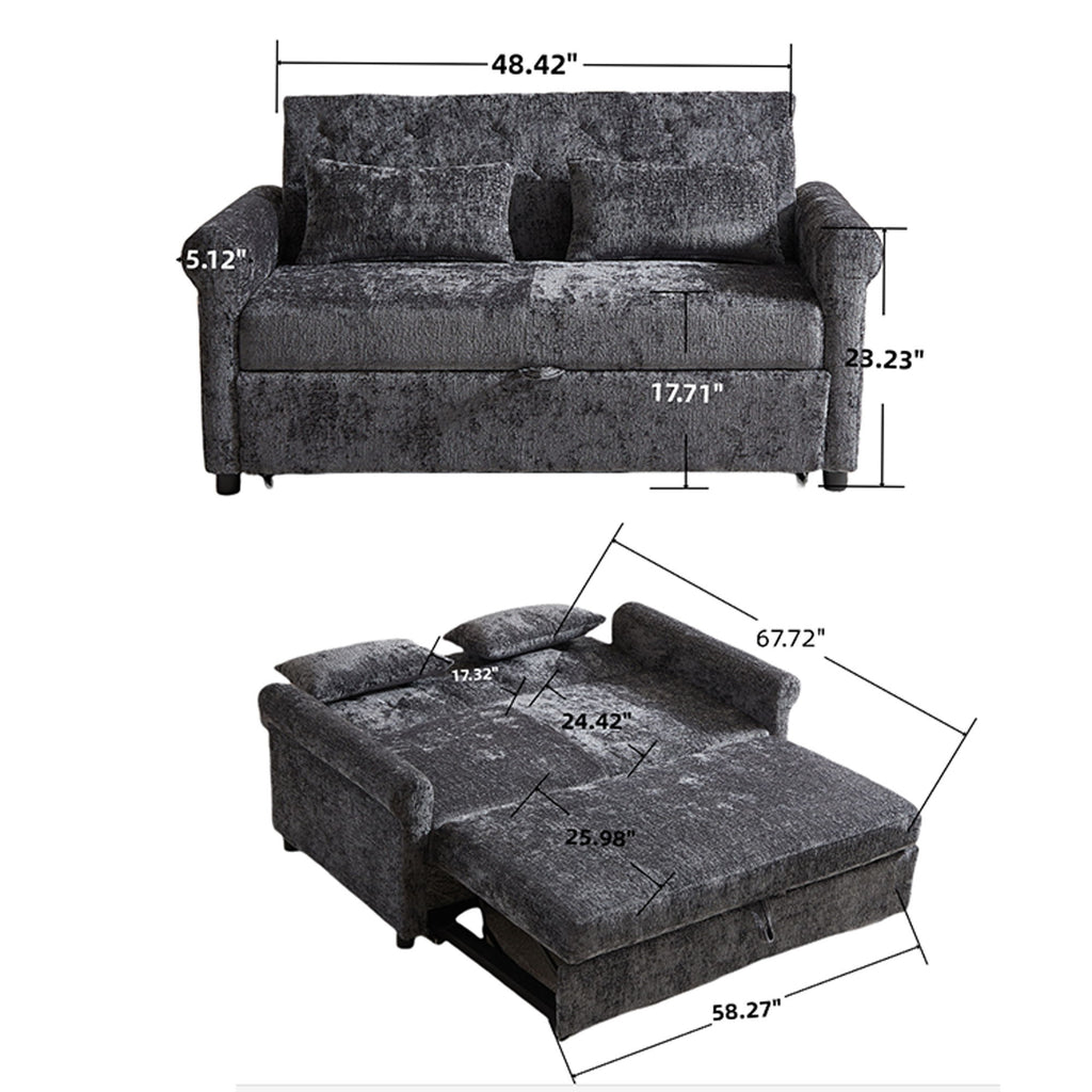 Loveseat Sofa Bed, Pull - Out Couch Sleeper & 2 Pillows