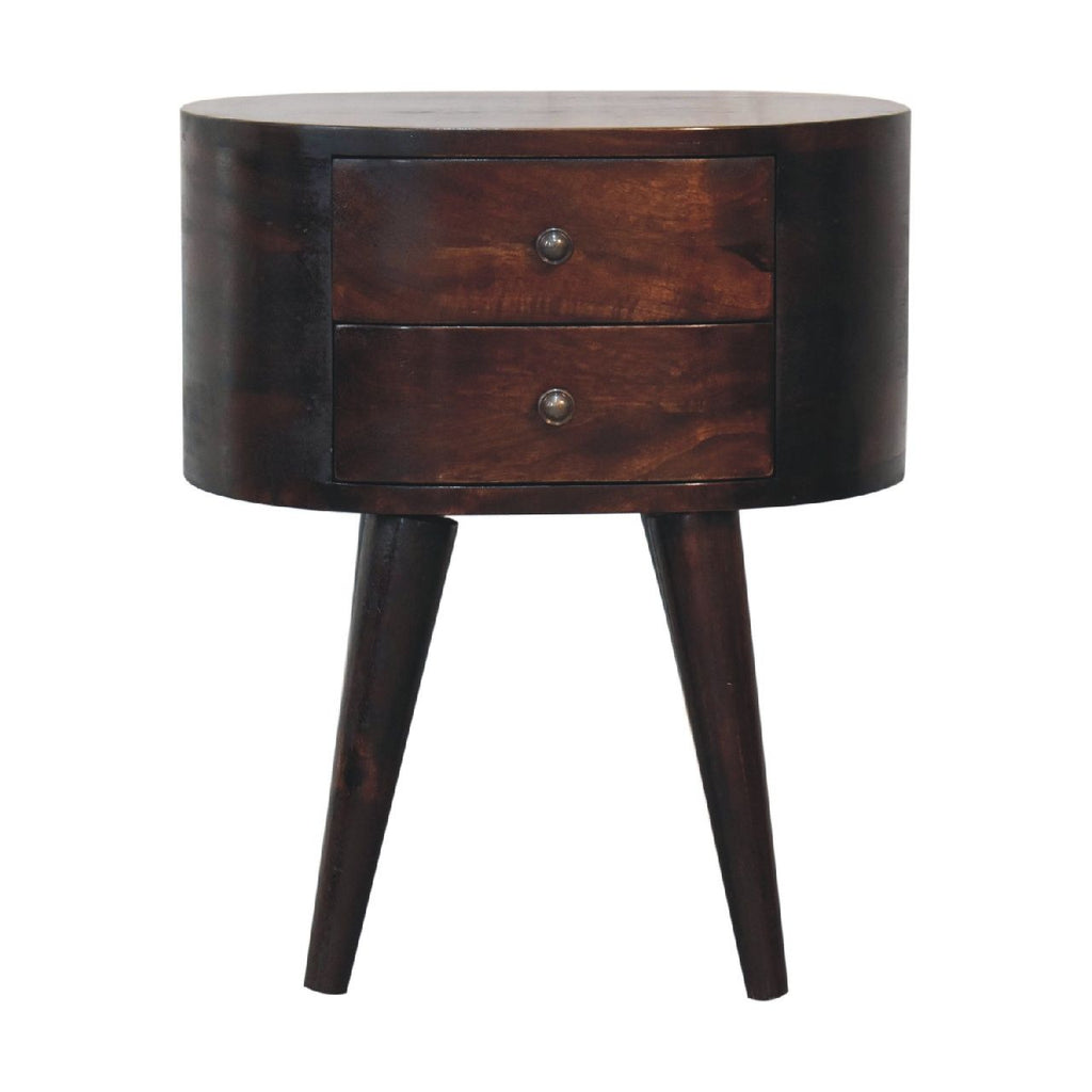 Rounded Bedside Table - Walnut