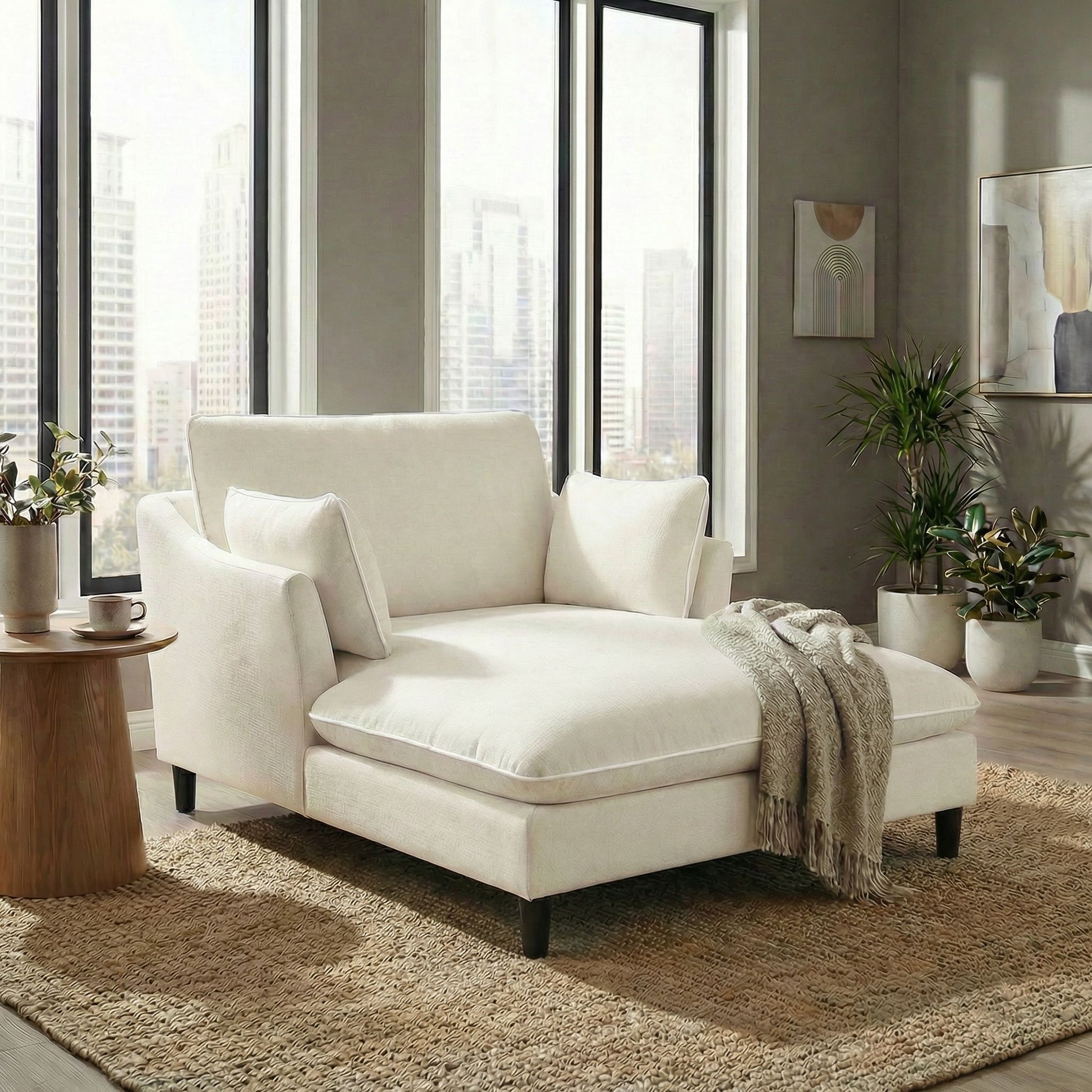 Modern Chaise Lounge Couch Sofa Bed With Pillows