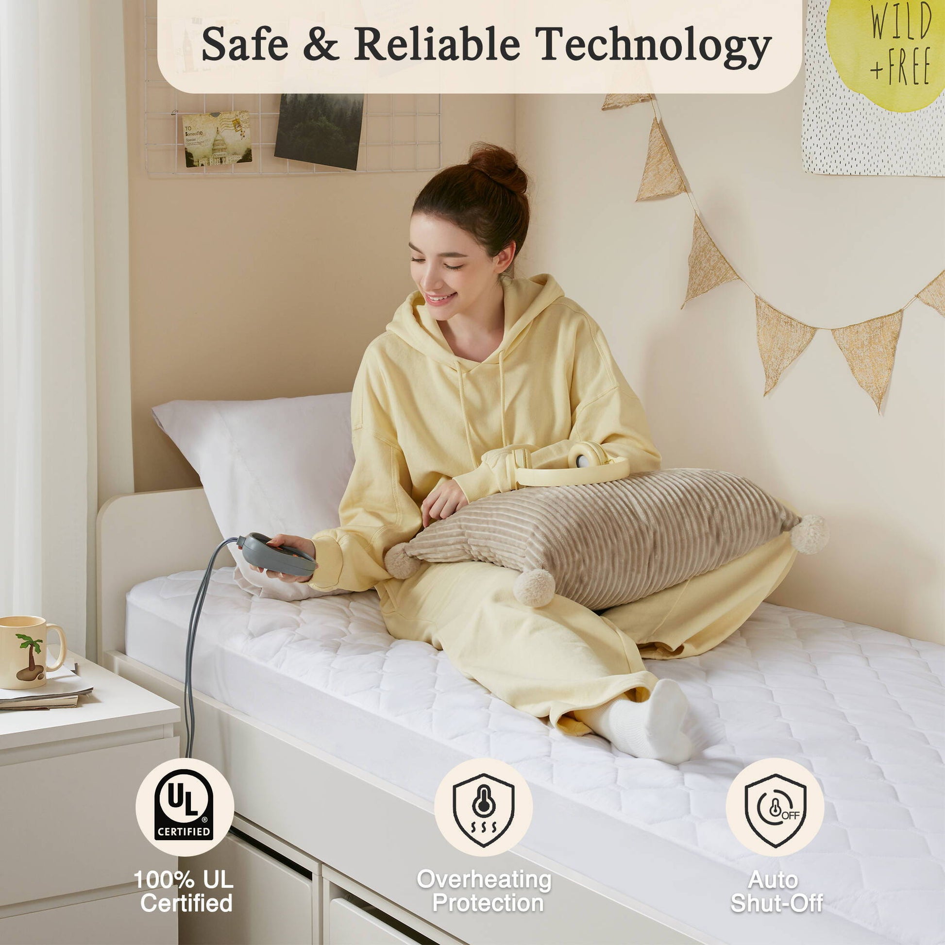 Heated Microfiber - Heated Mattress Pad With 3M Scotchgard - White