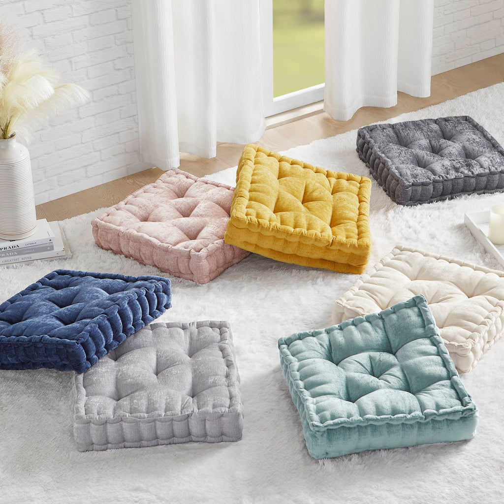 Azza - Square Floor Pillow Cushion - Aqua