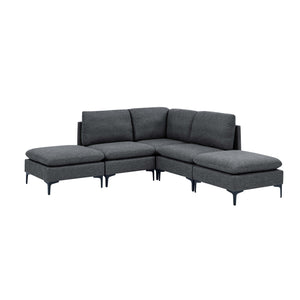 Upholstered Modular Sectional With Tall Legs, Medium Firm Seat