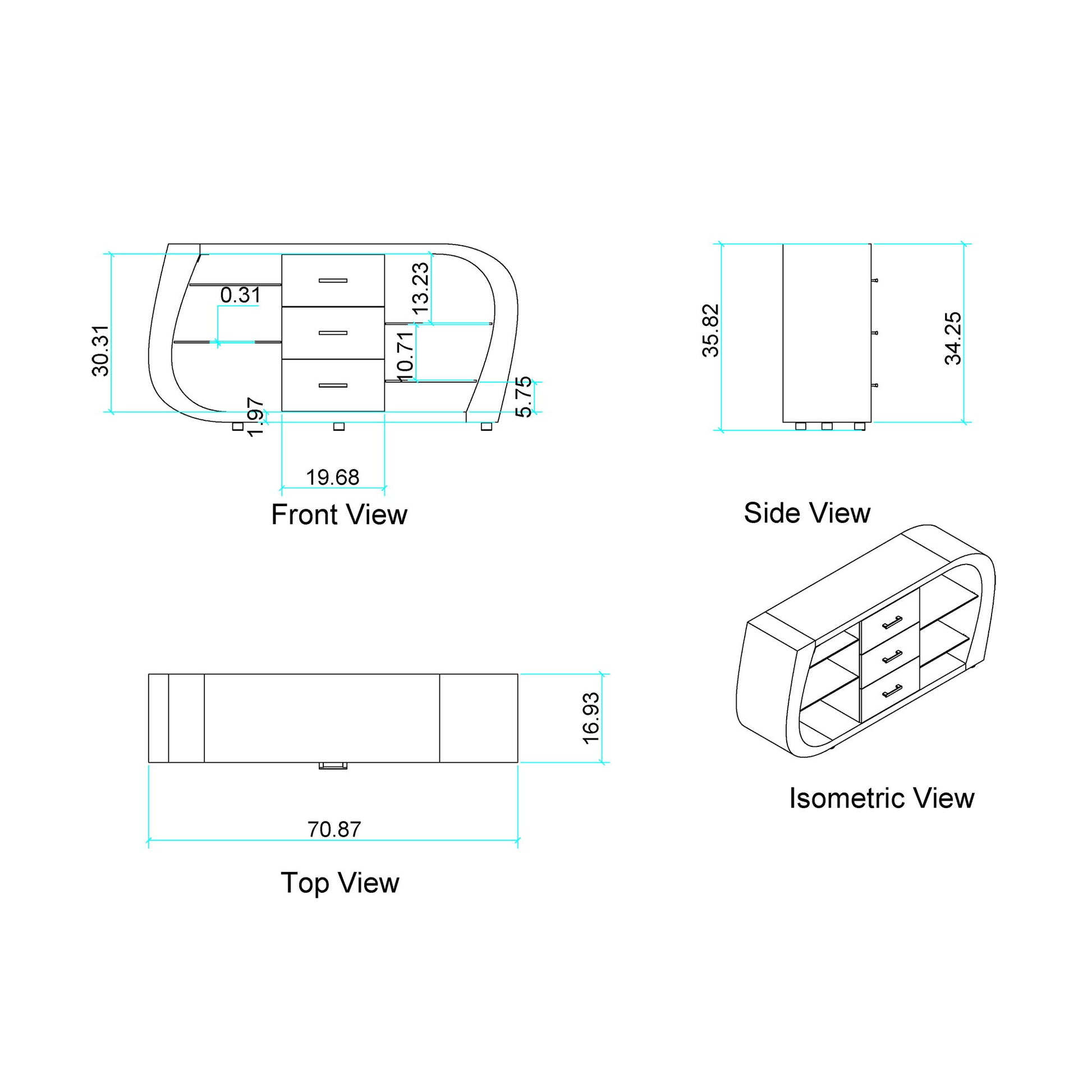 Anne - Buffet - White / Gray