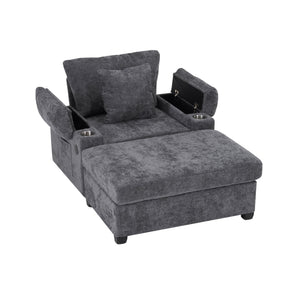 Modern Oversized Chair With Ottoman, Cupholders And USB Charging Ports