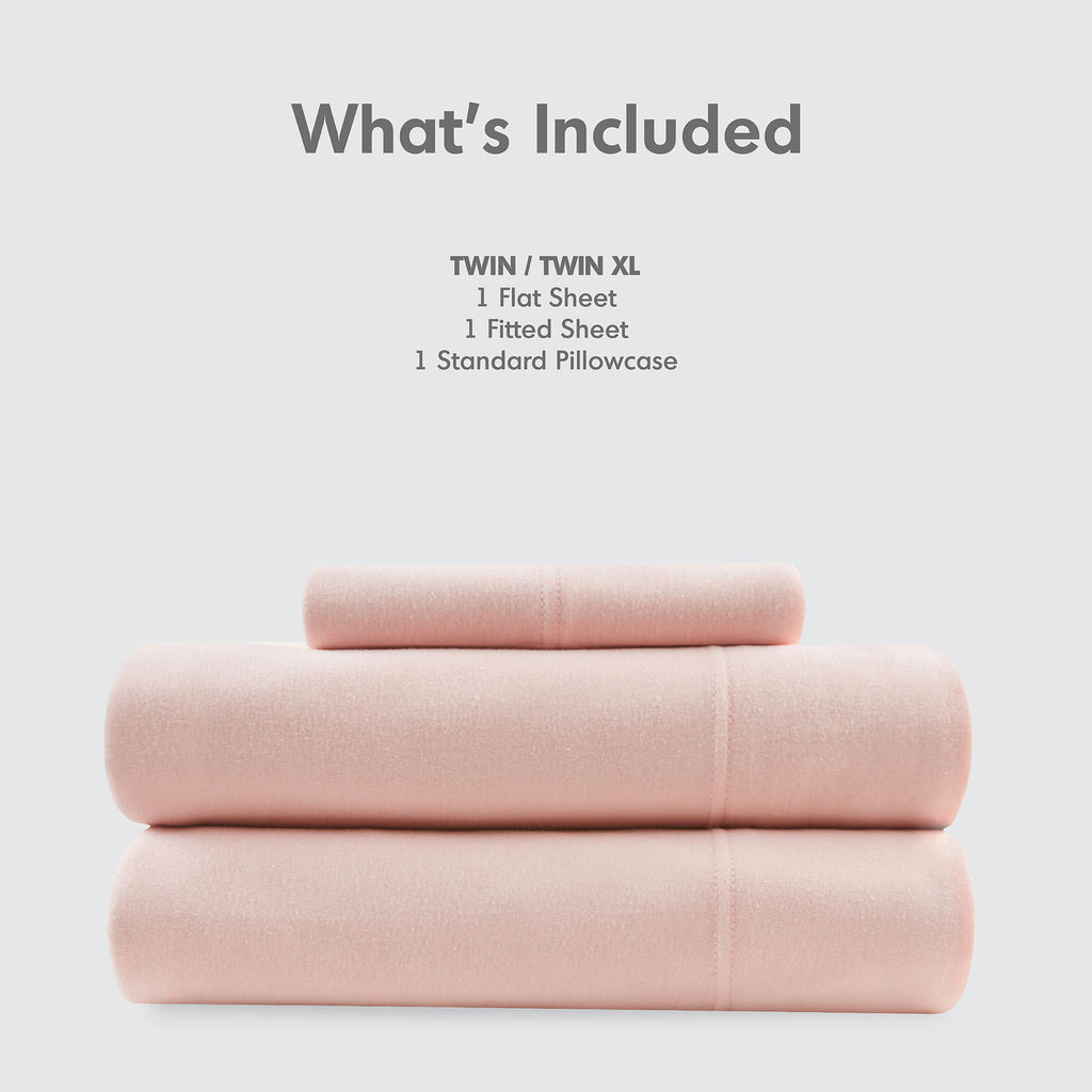 Blend Jersey Knit - 4 Piece Full All Season Sheet Set - Blush