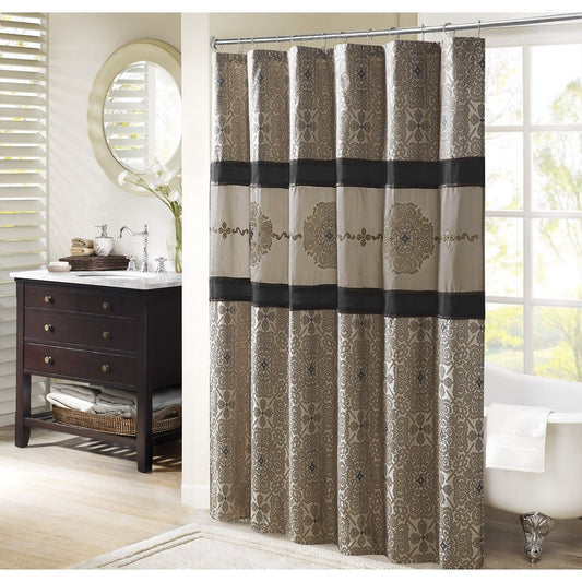 Donovan - Embroidered Shower Curtain - Black