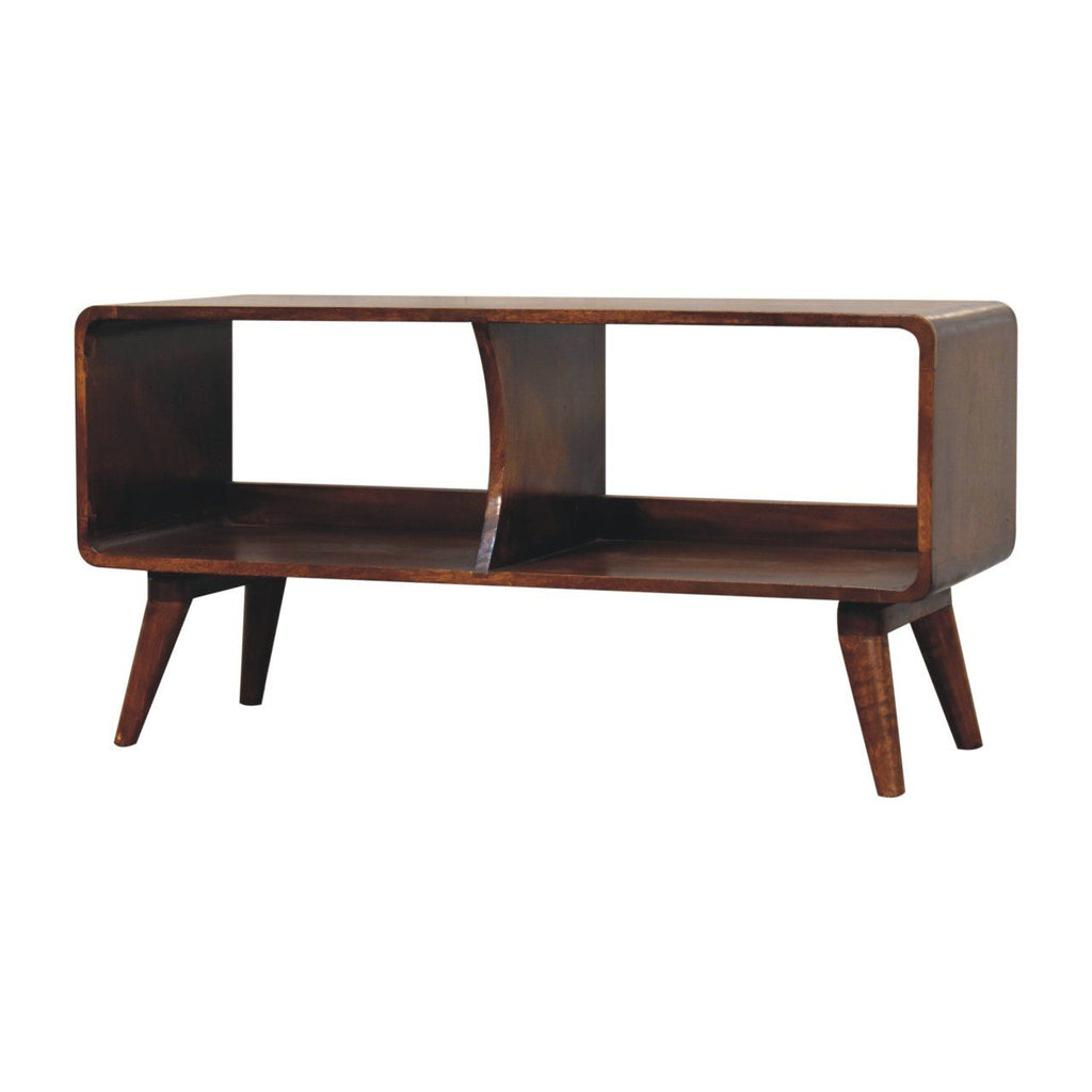 Curved Double Slot Media Unit - Dark Brown