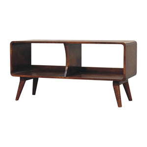 Curved Double Slot Media Unit - Dark Brown