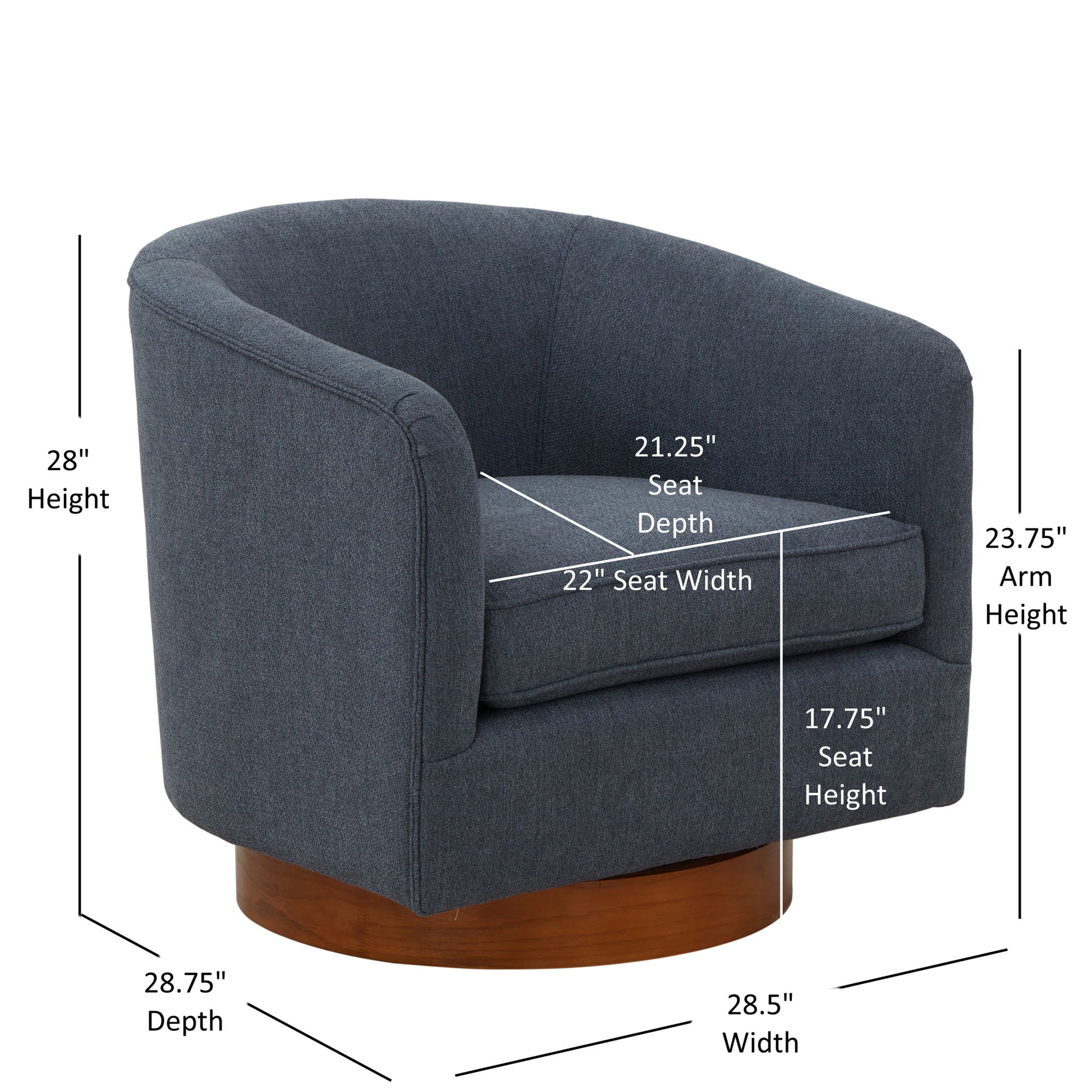 Miramar - Swivel Barrel Chair With Wooden Base