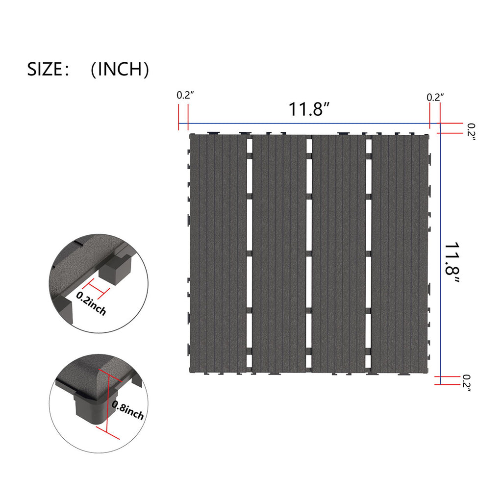 Interlocking Plastic Deck Tiles, Waterproof Outdoor / Indoor Patio Flooring
