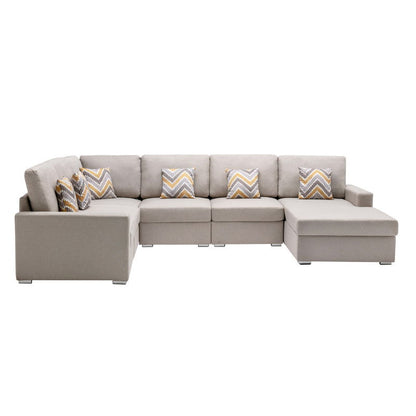 Nolan - Fabric 6 Piece Sectional Sofa With Pillows And Interchangeable Legs