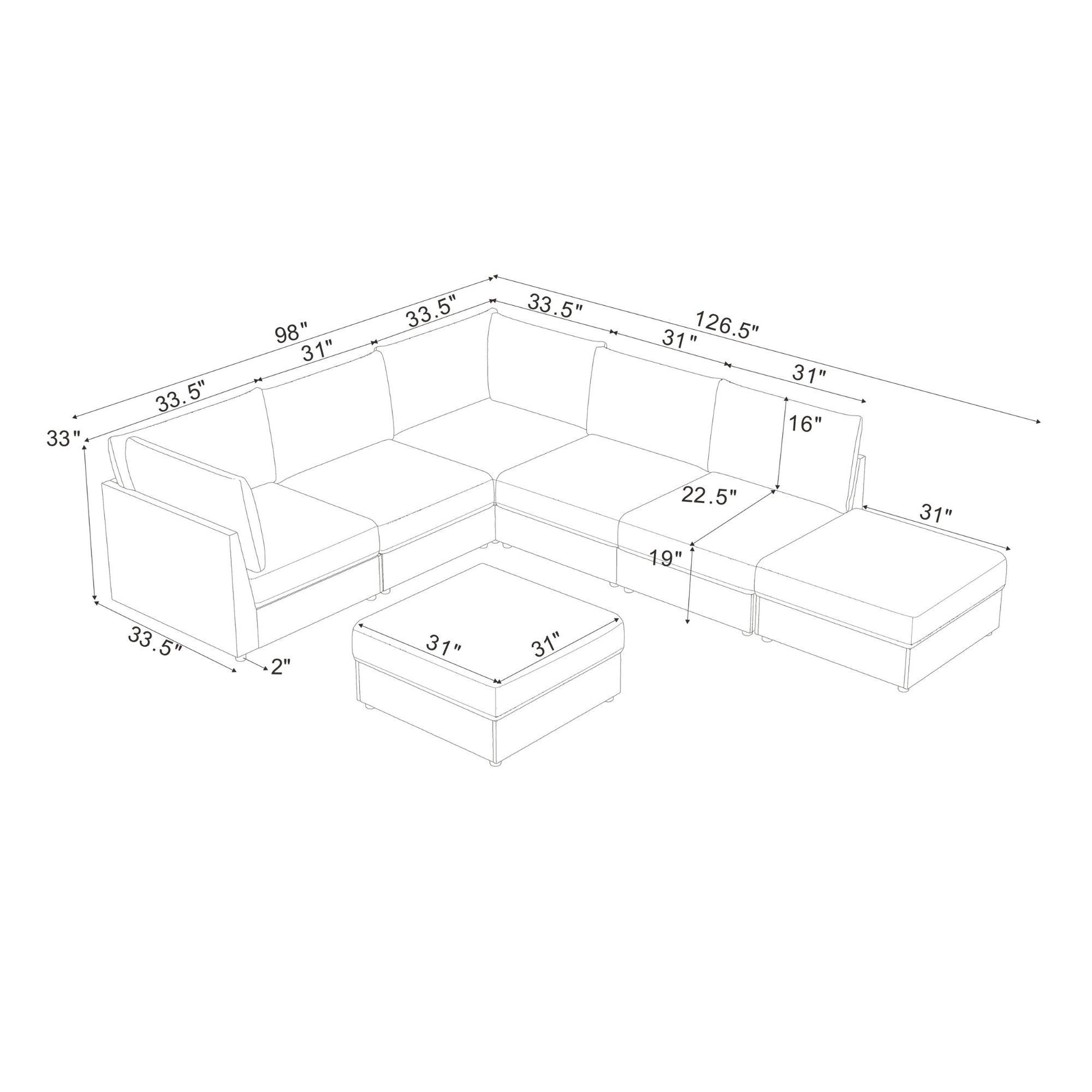 Modern Reversible Modular Sectional