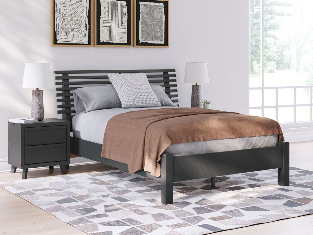 Danziar - Full Slat Panel Bed With Low Footboard - Black