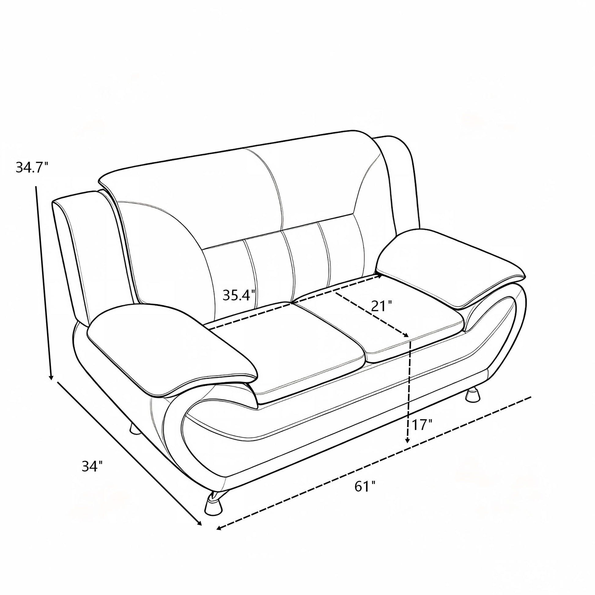 3 Piece Sofa Set, Upholstered Living Room Furniture - Camel