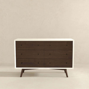 Dresser 6 Drawer - Dark Brown / White