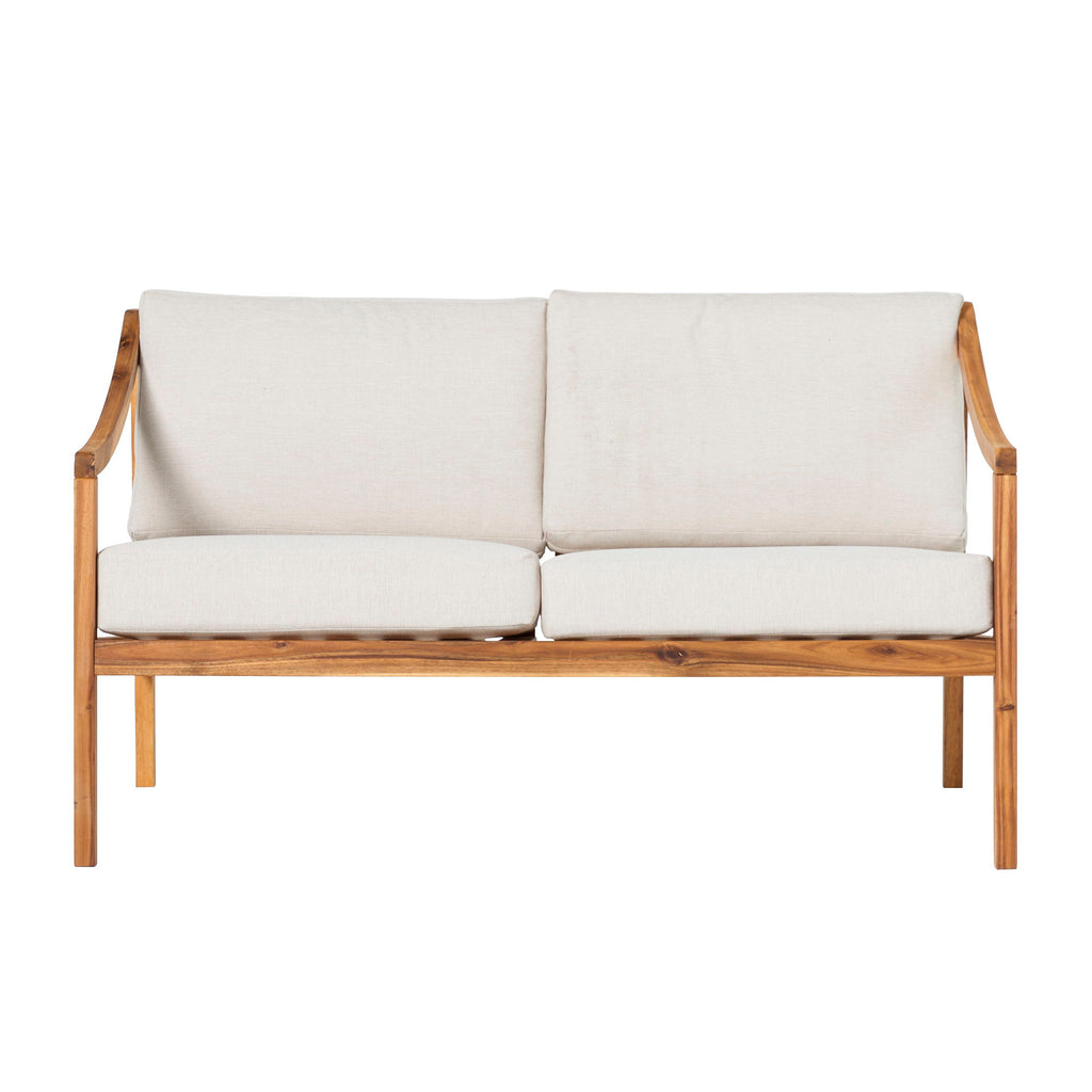 Modern Curved Arm Upholstered Outdoor Loveseat