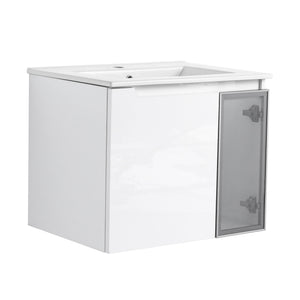 Wall Mounted Bathroom Vanity With Sink, 2 Soft Close Doors, Cabinet & Half Door