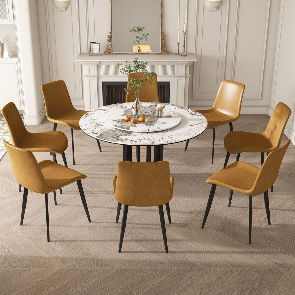 Round Dining Table With Lazy Susan For Kitchen, Dining Room - Black / White