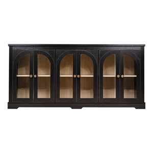 Modern Arched Glass Sideboard With 6 Doors, Buffet Cabinet With Storage And Adjustable Shelves