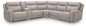 Gravier - 6-Piece Power Reclining Sectional With Storage Console - Gray