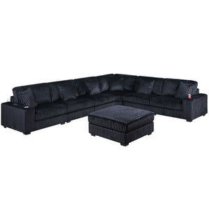 Contemporary Style Modular Sectional Sofa Set With USB, Cup Holder