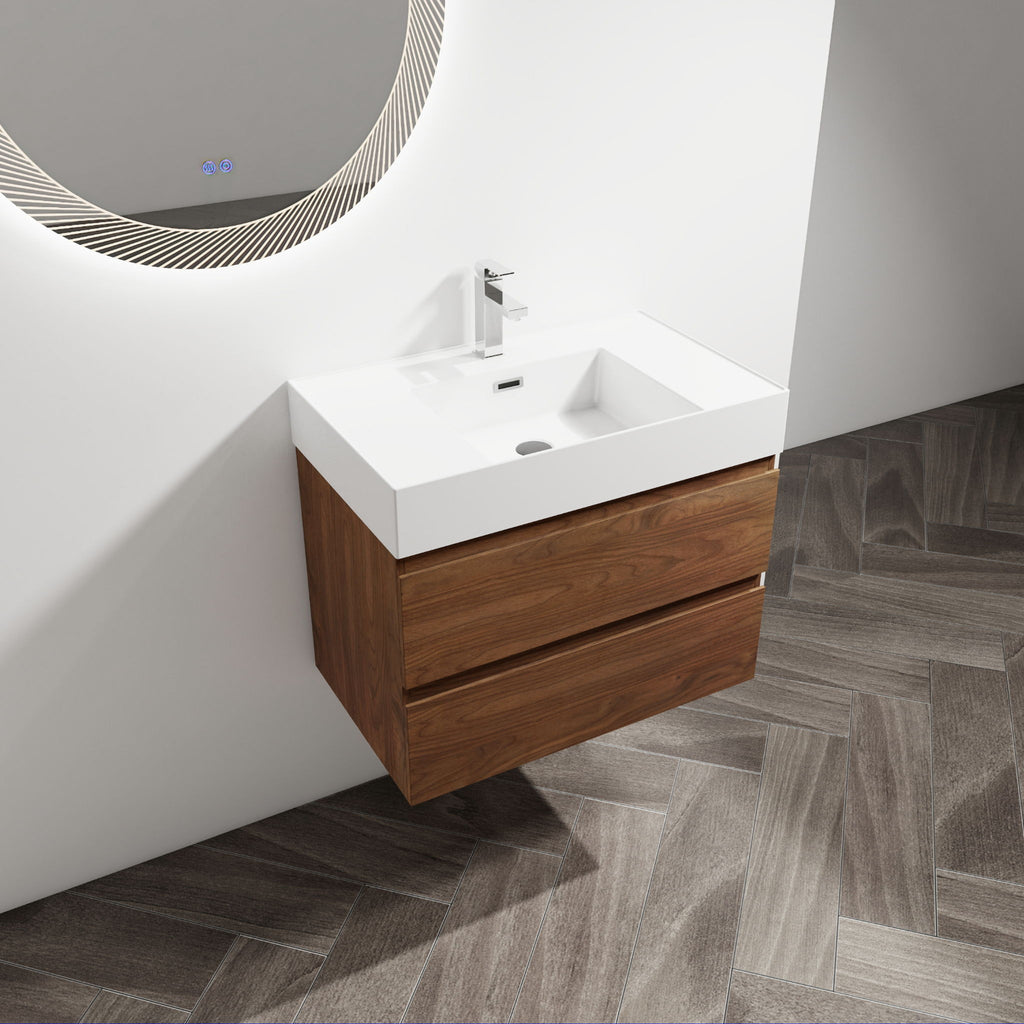 Wall Mounted Bathroom Vanity And Sink, 2 Soft Close Drawers